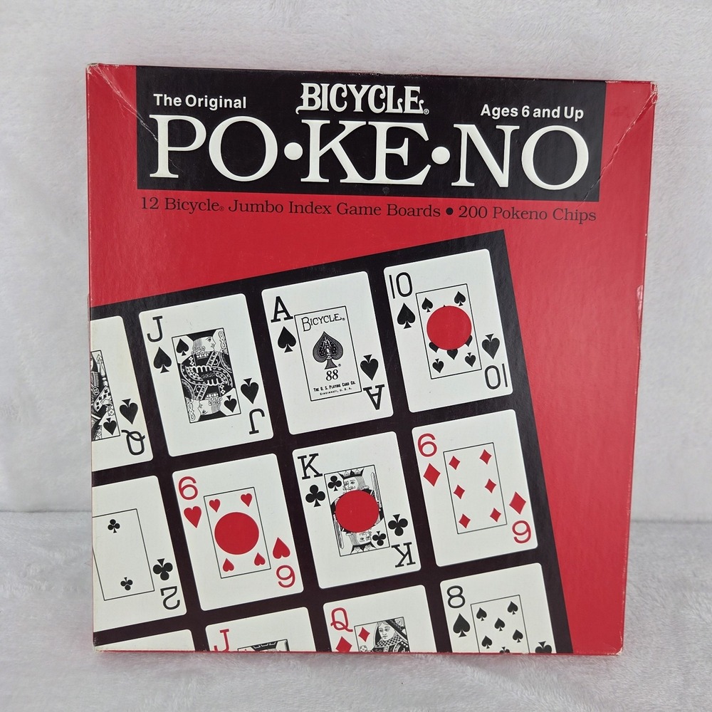 Bicycle PO-KE-NO Poker Keno Game 12 Jumbo Boards Complete w/ New Deck of Cards